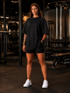 Imagem do Codex 6 de set. de 2026, 10_34_02 Camiseta Oversized Suedine 220g Feminina - Preta (academia)